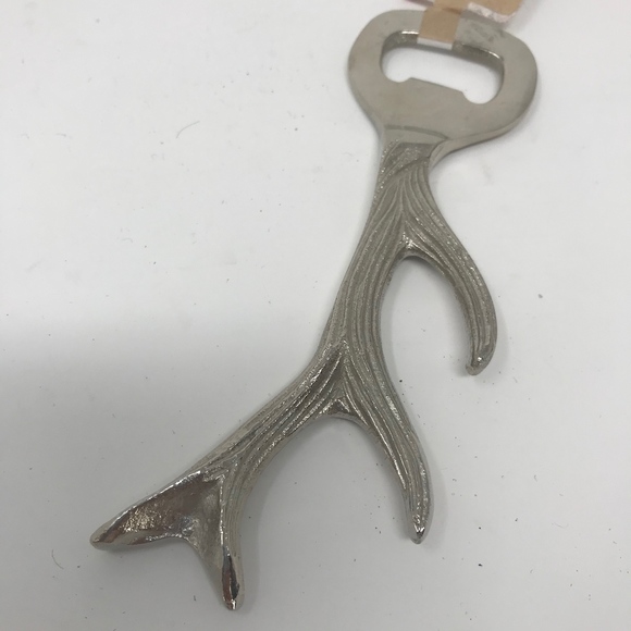Antler Bottle Opener Silver Tone Metal Christmas - Picture 2 of 3